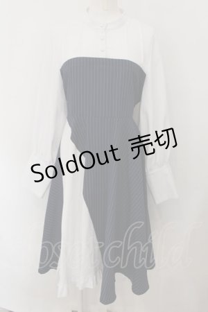 画像: Favorite / 猫目トヲルさんコラボグッズ ストライプ柄オリジナルクラシックワンピース XL シロ×ネイビー O-24-11-29-029-LO-OP-IG-OS