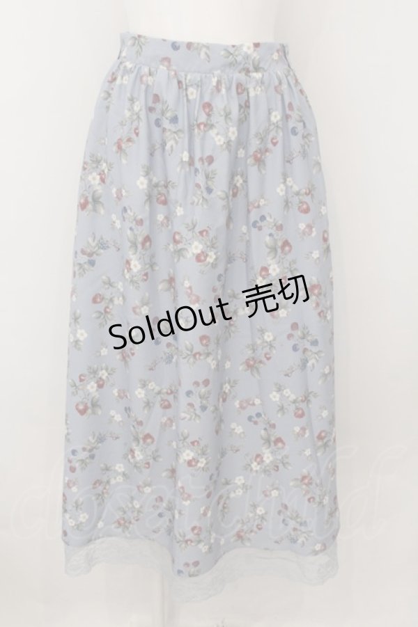 画像1: axes femme / ベリー柄ロングスカート F サックス O-24-11-30-1009-AX-SK-OW-ZT251 (1)