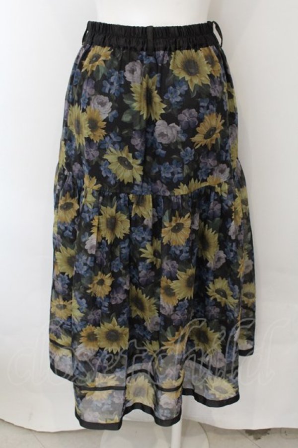 画像2: axes femme / ひまわり柄シアースカート M クロ O-24-11-30-1026-AX-SK-OW-ZT265 (2)