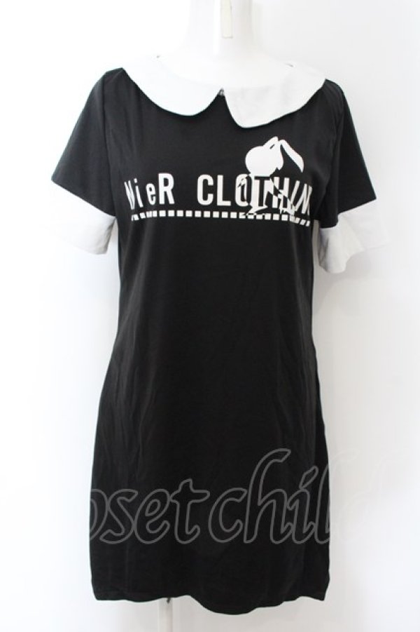 画像1: NieR Clothing / ロゴpt配色ワンピース L ブラック×ホワイト O-24-11-30-097-PU-OP-OW-ZT061 (1)