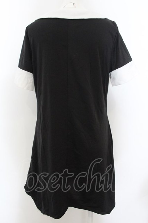 画像2: NieR Clothing / ロゴpt配色ワンピース L ブラック×ホワイト O-24-11-30-097-PU-OP-OW-ZT061 (2)