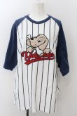 画像1: GALFY / ベースボールラグランTシャツ 中型犬 コンｘホワイト O-24-12-13-039-PU-TS-YM-ZT372 (1)