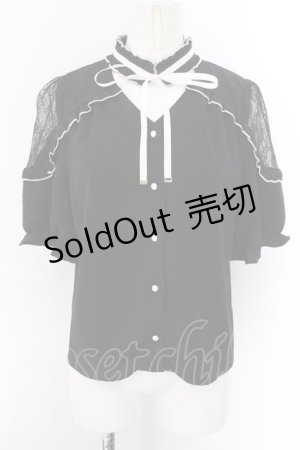 画像: Rojita / チョーカーリボン配色メローブラウス  クロ O-24-12-14-024-LO-BL-IG-OS