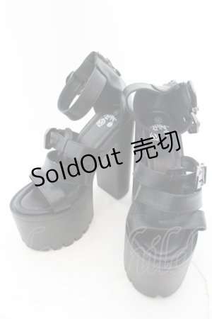 画像: 【SALE】NieR CLOTHING / 身長激盛り《約15cmUP》ハイヒール厚底サンダル 35 ブラック O-24-12-15-026-PU-SH-IG-ZT335