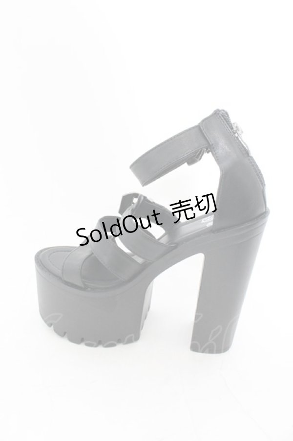画像3: 【SALE】NieR CLOTHING / 身長激盛り《約15cmUP》ハイヒール厚底サンダル 35 ブラック O-24-12-15-026-PU-SH-IG-ZT335 (3)