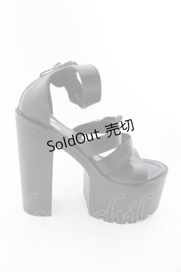 画像5: 【SALE】NieR CLOTHING / 身長激盛り《約15cmUP》ハイヒール厚底サンダル 35 ブラック O-24-12-15-026-PU-SH-IG-ZT335 (5)
