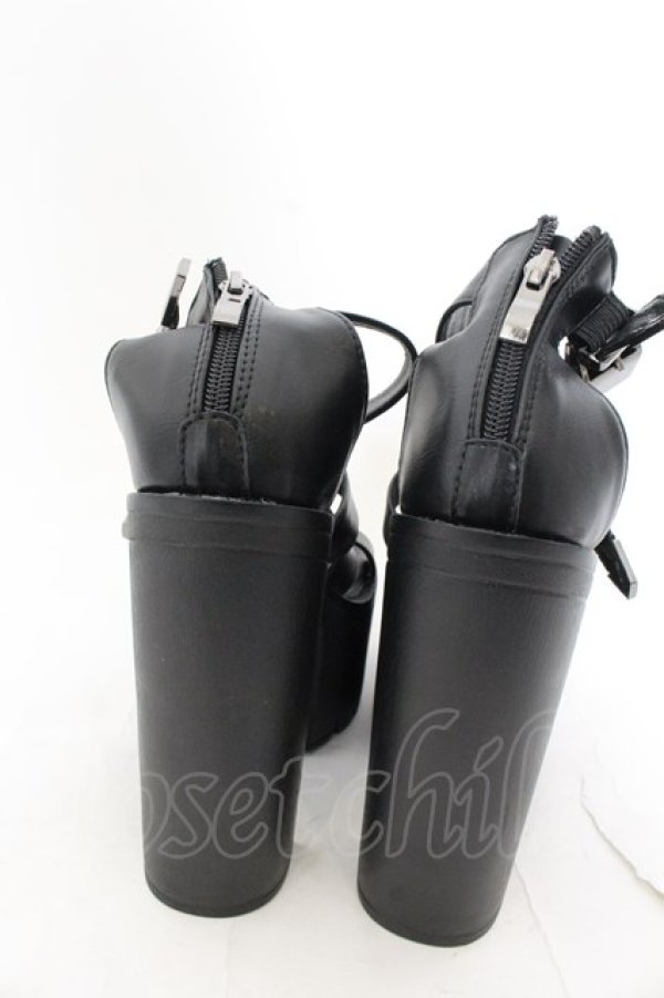 画像6: NieR Clothing / 身長激盛り《約15cmUP》ハイヒール厚底サンダル 35 ブラック O-24-12-15-026-PU-SH-IG-ZT335 (6)