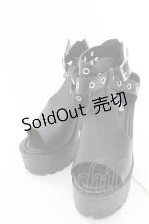 画像: NieR Clothing / NieR厚底ハイヒールサンダル【身長約12.5cmUP】 35 ブラック O-24-12-15-027-PU-SH-IG-ZT335