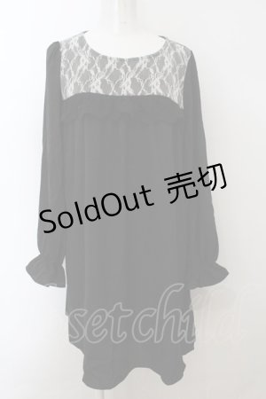 画像: axes femme / レース配色Aラインワンピース  クロ×シロ O-24-12-17-042-AX-OP-IG-OS