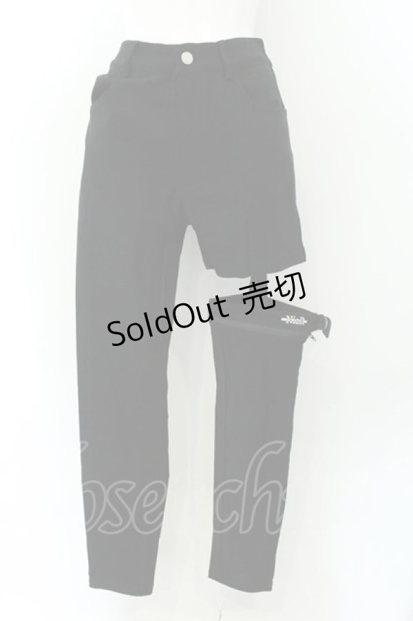 画像1: 【SALE】NieR CLOTHING / アシメデザインスキニーパンツ F ブラック O-24-12-18-006-PU-PA-OW-ZT126 (1)