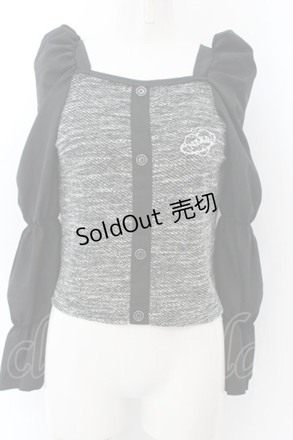 画像1: NieR Clothing / 春夏用 袖異素材マムルークスリーブプルオーバー  ブラック×グレー O-24-12-18-057-PU-TO-OW-ZT388 (1)