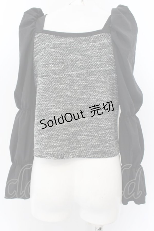 画像3: NieR Clothing / 春夏用 袖異素材マムルークスリーブプルオーバー  ブラック×グレー O-24-12-18-057-PU-TO-OW-ZT388 (3)