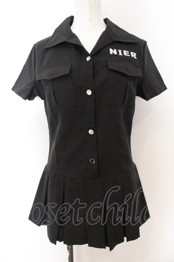 画像1: NieR Clothing / スタイルアップシャツワンピース M ブラック O-24-12-18-081-PU-OP-OW-ZT259 (1)