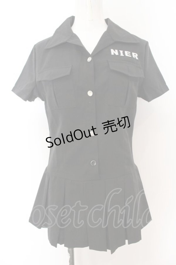 画像1: NieR CLOTHING / スタイルアップシャツワンピース M ブラック O-24-12-18-081-PU-OP-OW-ZT259 (1)