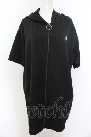 画像: NieR Clothing / 半袖ZIPパーカー F ワンポイント（ブラック） O-24-12-18-085-PU-TO-OW-ZT259