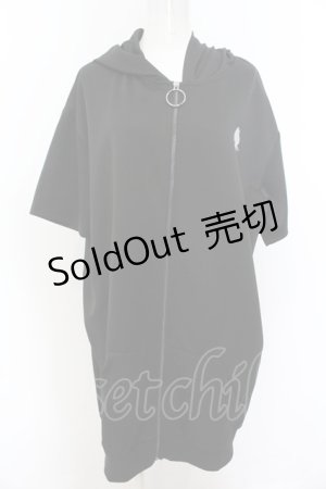 画像: NieR Clothing / 半袖ZIPパーカー F ワンポイント（ブラック） O-24-12-18-085-PU-TO-OW-ZT259