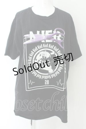 画像: NieR Clothing / プリントTシャツ XL ハサミ（ブラック） O-24-12-18-010-PU-TO-OW-ZT051