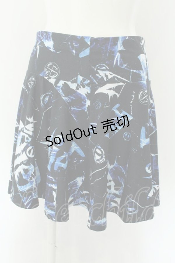 画像1: NieR Clothing / 転写ミニスカート F ブラック×ブルー O-24-12-18-015-PU-SK-OW-ZT051 (1)