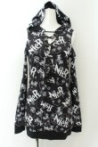画像1: NieR Clothing / 猫耳付き 総柄STYLISH OFF- SHOULDER PARKA F ブラック×ホワイト O-24-12-18-019-PU-TO-OW-ZT248 (1)
