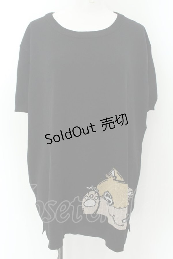 画像1: NieR Clothing / ミケデザイン半袖ニット F ブラック O-24-12-18-036-PU-TO-OW-ZT248 (1)