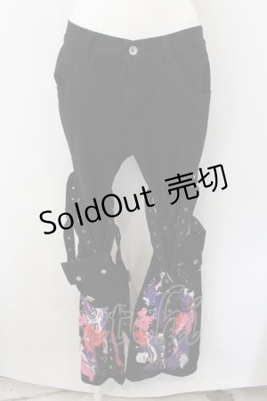 画像: REFLEM / ペイント加工ベルト付フレアシルエットカーゴパンツ FREE ブラック O-24-12-19-077-PU-PA-IG-ZT122