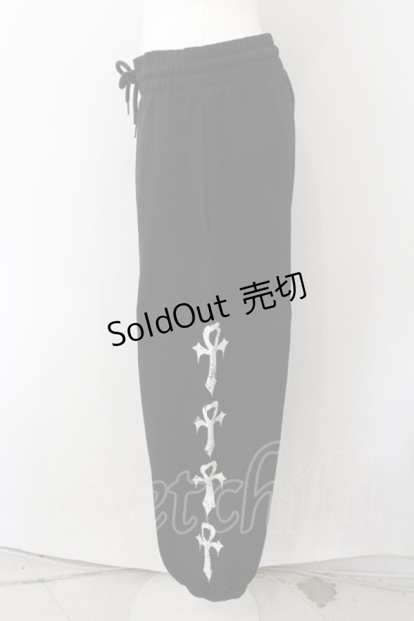画像2: REFLEM / クロスプリントスウェットパンツ FREE ブラック O-24-12-19-082-PU-PA-IG-ZT385 (2)
