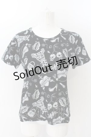 画像: million dollar orchestra / 総柄Tシャツ  ブラック O-24-12-25-036-PU-TO-OW-ZT124