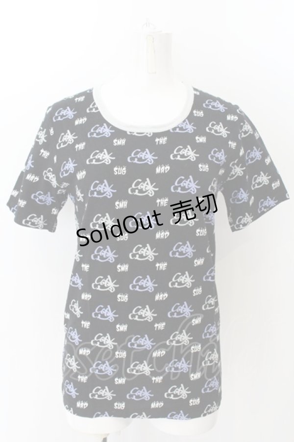 画像1: million dollar orchestra / ロゴ総柄Tシャツ M ブラック O-24-12-25-037-PU-TO-OW-ZT124 (1)