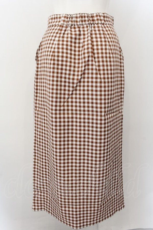 画像3: NieR Clothing / ギンガムチェックナロースカート【ポケット付き】  ブラウン×シロ O-24-12-25-105-PU-SK-IG-ZT124 (3)
