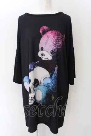 画像: anko ROCK / スカル抱っこクマＴシャツ  ブラック O-24-12-25-002-PU-TO-OW-ZT122