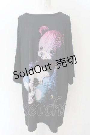 画像: anko ROCK / スカル抱っこクマＴシャツ  ブラック O-24-12-25-002-PU-TO-OW-ZT122