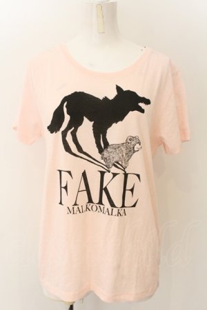 画像: MALKOMALKA / FAKEptTシャツ M ピンク O-24-12-25-017-PU-TO-OW-ZT124