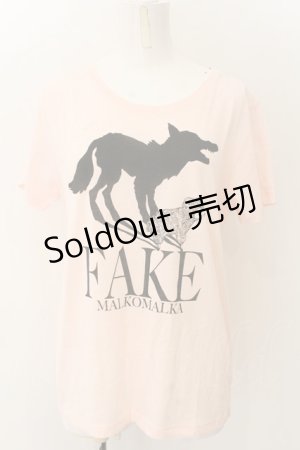 画像: MALKOMALKA / FAKEptTシャツ M ピンク O-24-12-25-017-PU-TO-OW-ZT124