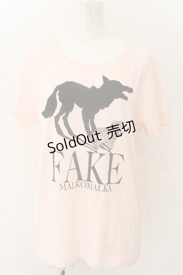画像1: MALKOMALKA / FAKEptTシャツ M ピンク O-24-12-25-017-PU-TO-OW-ZT124 (1)