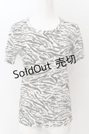 画像: million dollar orchestra / 総柄Tシャツ M ホワイト×ブラック O-24-12-25-028-PU-TO-OW-ZT124