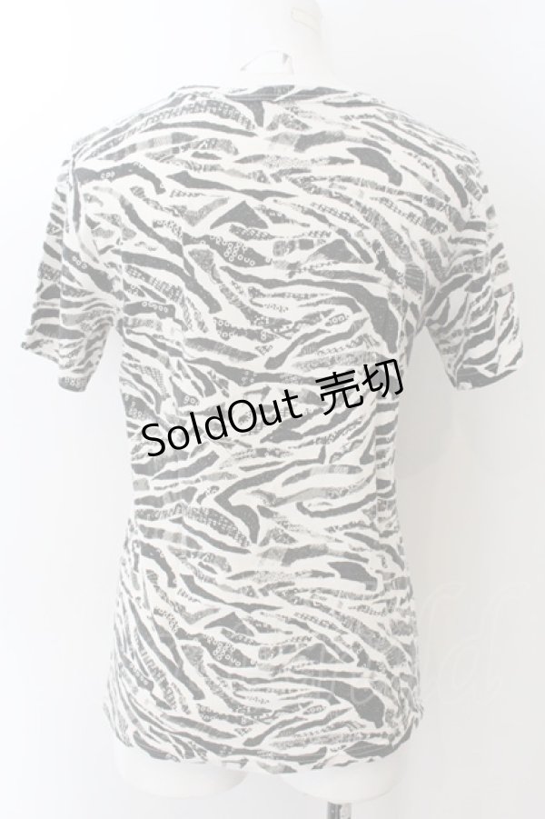 画像3: million dollar orchestra / 総柄Tシャツ M ホワイト×ブラック O-24-12-25-028-PU-TO-OW-ZT124 (3)