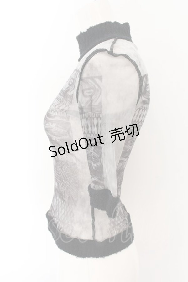 画像2: Jean Paul GAULTIER FEMME / パイル切替パワーネットトップス 40 グレー O-24-12-26-033-GO-TO-OW-OS (2)