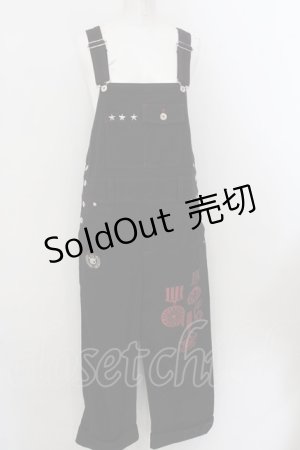 画像: PEACE NOW / くまワッペンミリタリー調オーバーオール M ブラック O-24-12-27-001-PU-OP-OW-ZY