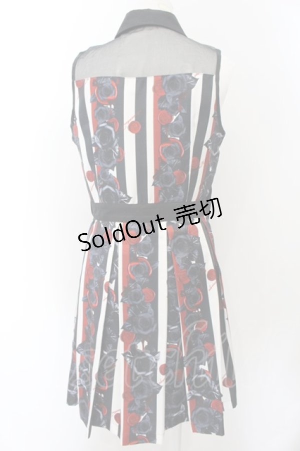 画像3: elements,H / ローズ＆シーリングスタンプ柄ワンピース  ブラック×ホワイト×レッド O-24-12-27-017-PU-OP-OW-ZS (3)