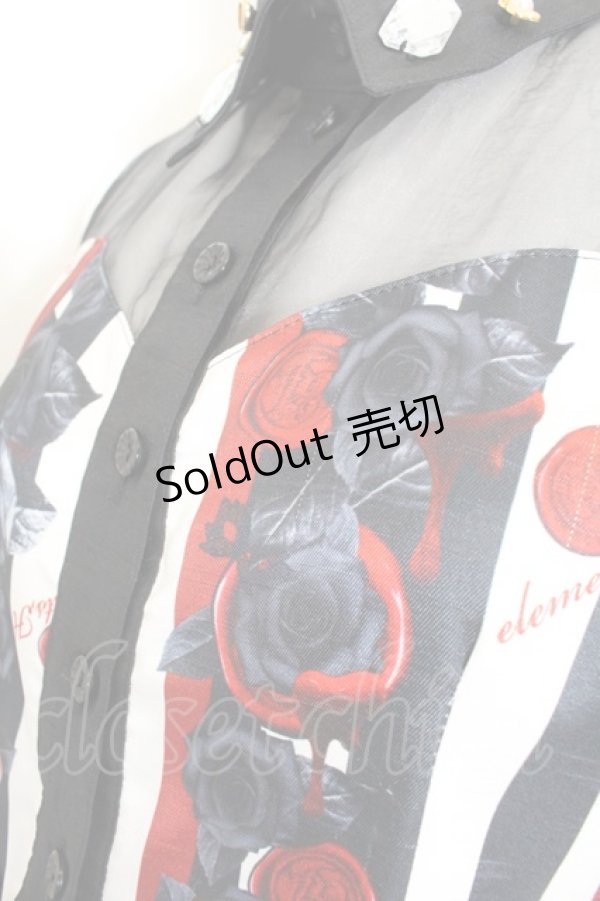 画像4: elements,H / ローズ＆シーリングスタンプ柄ワンピース  ブラック×ホワイト×レッド O-24-12-27-017-PU-OP-OW-ZS (4)