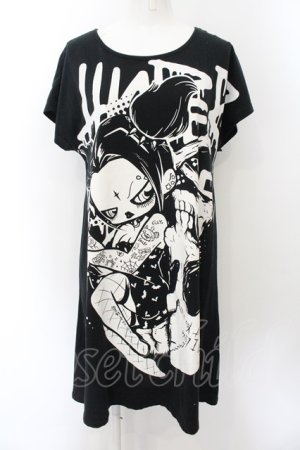 画像: HYPER CORE / ガール＆スカルプリントTシャツ  ブラック O-24-12-27-025-PU-TO-OW-ZT259