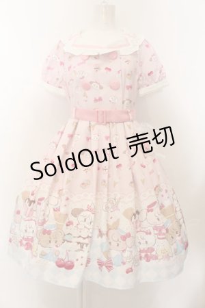 画像: axes femme kawaii / mikko illustration × axes femme KAWAII ダイナーカフェワンピース M ピンク O-24-12-29-015-AX-OP-YM-OS