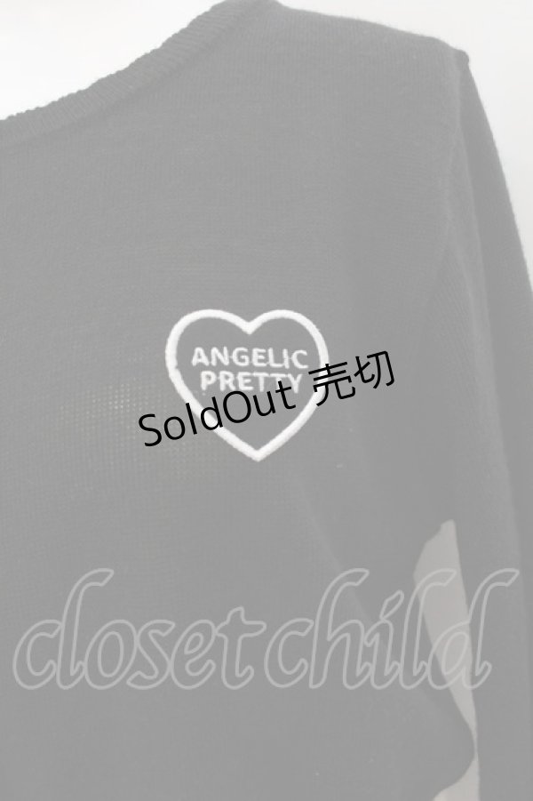 画像2: Angelic Pretty / Heartワッペンニットカーディガン  クロ O-24-12-29-025-AP-TO-OW-OS (2)