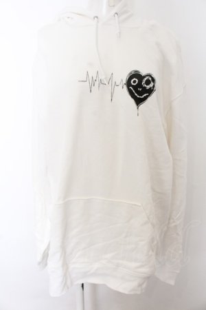 画像: NieR Clothing / プリントパーカー 2XL 心電図（ホワイト） O-24-12-31-1041-PU-TO-OW-ZT339