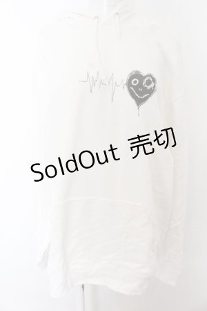 画像: NieR Clothing / プリントパーカー 2XL 心電図（ホワイト） O-24-12-31-1041-PU-TO-OW-ZT339