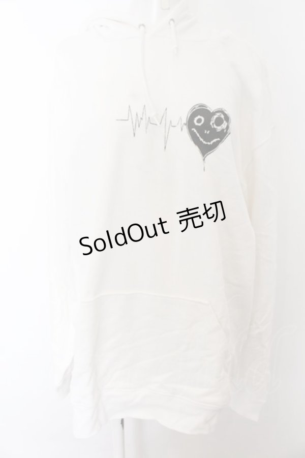 画像1: NieR Clothing / プリントパーカー 2XL 心電図（ホワイト） O-24-12-31-1041-PU-TO-OW-ZT339 (1)