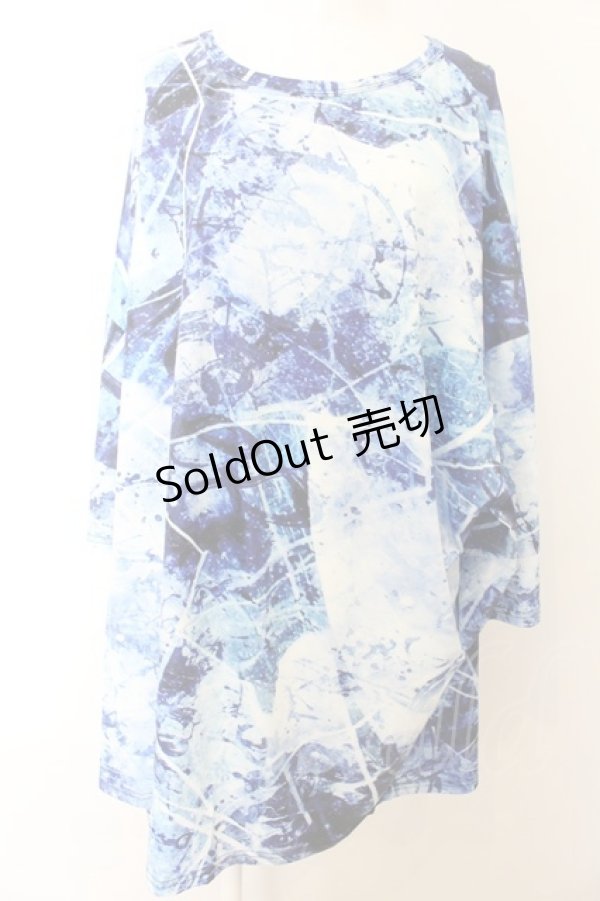 画像1: NieR Clothing / 転写Tシャツ F スプラッシュ（ブルー） O-24-12-31-1046-PU-TS-OW-ZT272 (1)