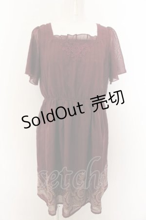 画像: axes femme / 裾パネルプリントワンピース M ワイン O-24-12-31-1005-AX-OP-OW-OS