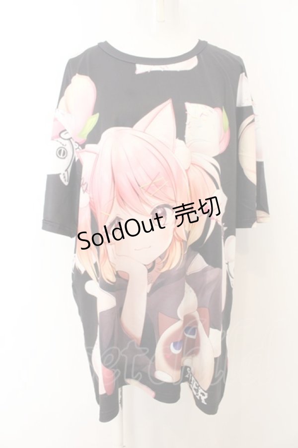 画像1: NieR Clothing / 【ももしき×NieR Clothing】コラボデザインBLACK CUTSEW F ブラック O-24-12-31-1052-PU-TS-OW-ZT277 (1)