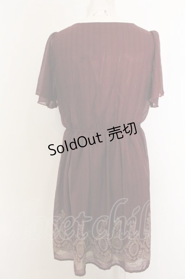 画像3: axes femme / 裾パネルプリントワンピース M ワイン O-24-12-31-1005-AX-OP-OW-OS (3)